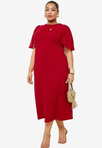 PLUS SIZE FIT - MIDI WITH  OVERLAY - Dnevna haljina - red