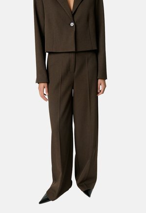 SLLILU WIDE LONG - Pantaloni - brown melange suiting