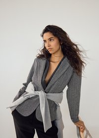 ICHI IHKATE JACQUARD BL4 - Blazer - black white herringbone