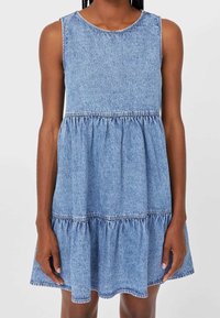 Stradivarius Farkkumekko - light blue