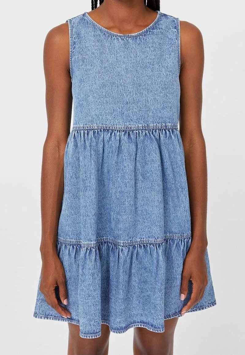 Stradivarius Farkkumekko - light blue