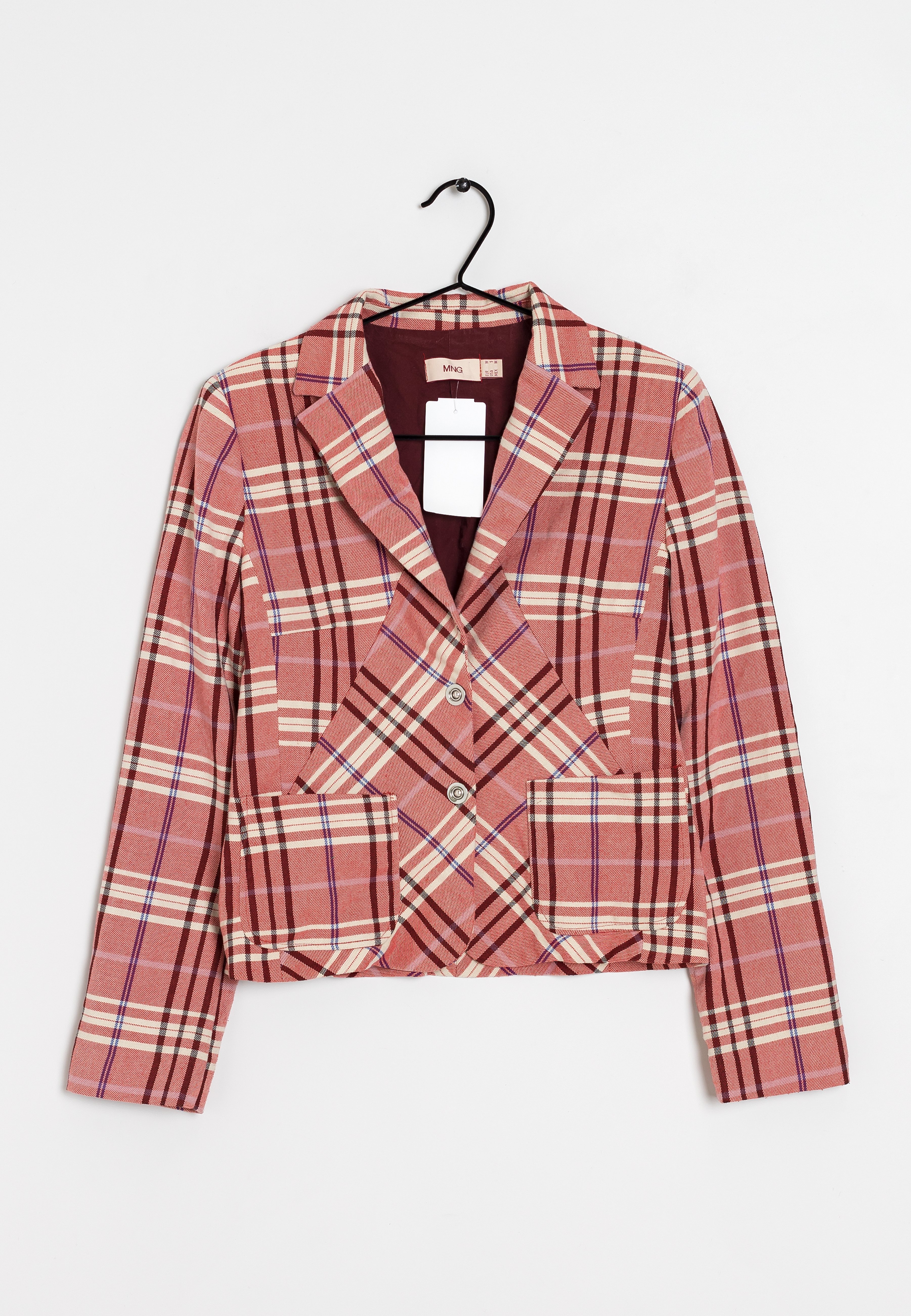 mango pink check blazer