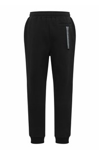 Sorte sweatpants med elastisk talje, slim fit og tapered ben. Har en lynlåslomme på ryggen til opbevaring.
