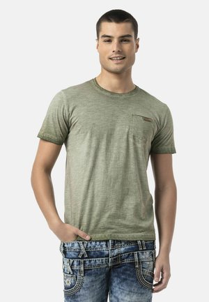 Cipo & Baxx, T-SHIRT – MODERNER LOOK MIT MARKANTEM FRONT-DESIGN - T-Shirt basic - khaki