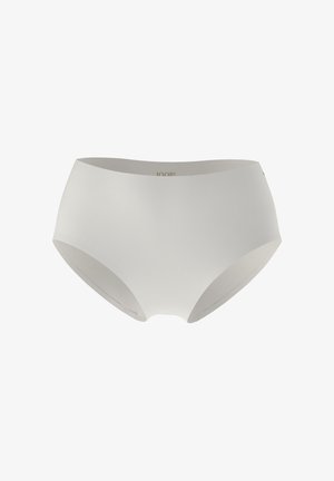 Slip a vita alta in cotone bianco con texture liscia e senza cuciture visibili. Presenta un logo discreto lungo la fascia in vita.