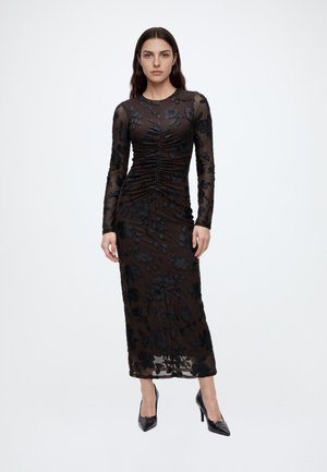 YAS, YASMARENA LONG DRESS  - Дълга рокля - coffee bean/black flowers