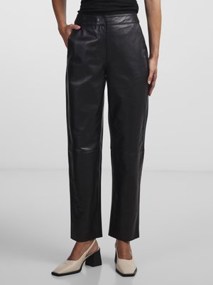 YASLINE PANT NOOS - Leren broek - black