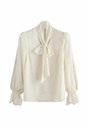 Love & Roses, LACE CUFF PUSSYBOW BLOUSE - Blouse - ivory