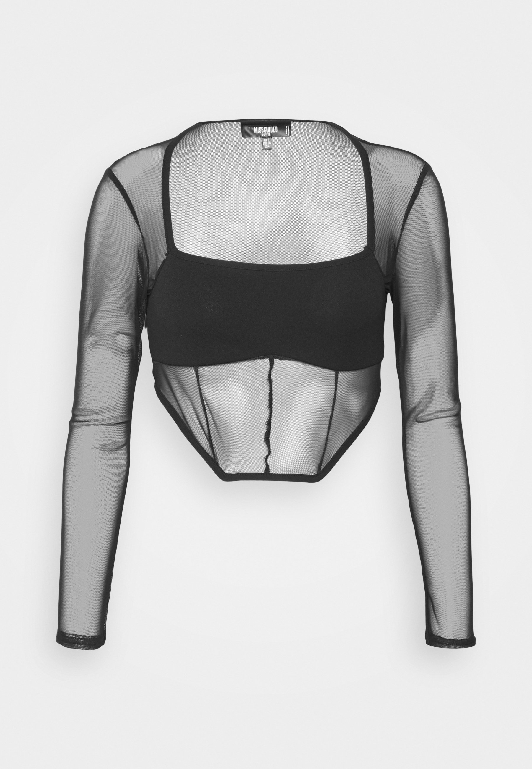 Missguided Petite MESH DETAIL CORSET - Long sleeved top - black - Zalando.de