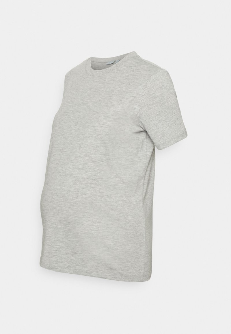 Pieces Maternity PMRIA FOLD UP SOLID TEE - T-shirt básica - light grey melange