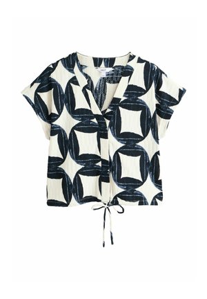 Next, REGULAR FIT - TEXTURED V-NECK TIE FRONT SHORT SLEEVE TOP . - Bluse - geo print