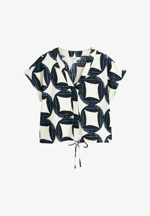 Next, REGULAR FIT - TEXTURED V-NECK TIE FRONT SHORT SLEEVE TOP . - Bluse - geo print
