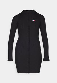 Tommy Jeans BADGE ZIP SWEATER DRESS - Jumper dress - black