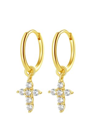 SPARKLE CROSS HOOP - Earrings - goldfarben