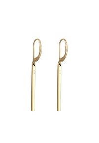 Pendientes colgantes en tono dorado con un diseño elegante y alargado. Presentan un acabado suave y un cierre de palanca para un uso seguro.