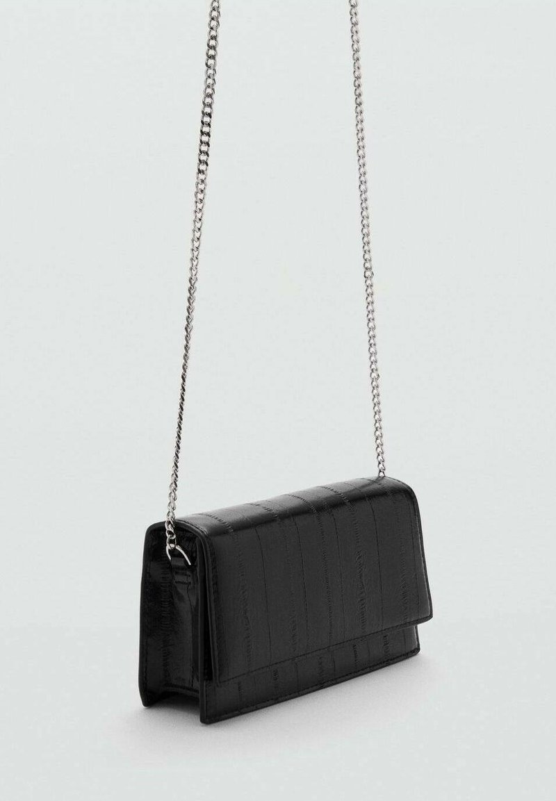 Clutch Bag Black Faux Leather Croc Chain Bag Topshop Black