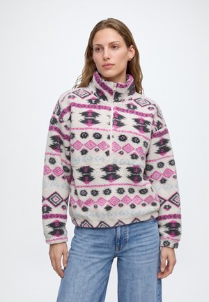 ONLY, ONLJANNE AZTEC ZIP - Fleece jumper - birch/fiji flower