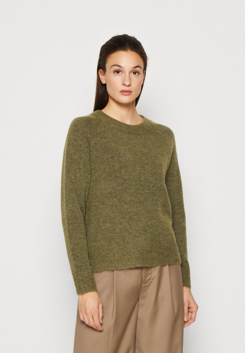 Selected Femme SLFLULU LS O-NECK B NOOS - Džemperis - dusky green/melange