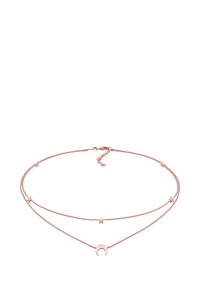 To-lags rosaguld halskæde med stjerner og måne charms, med et delikat kæde design og justerbar lås for længdejustering.