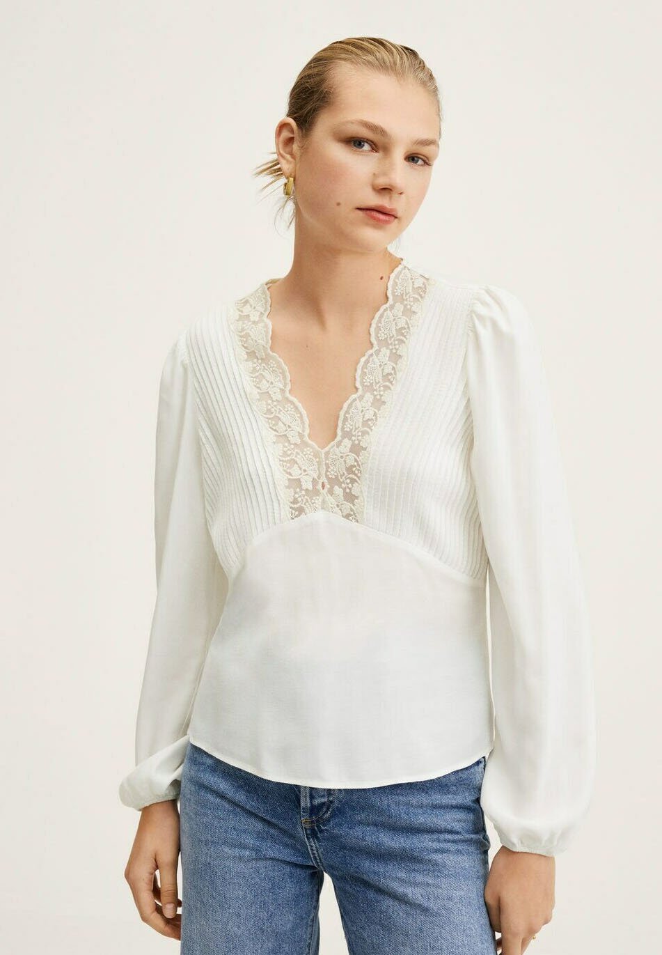 Mango LEONOR - Blusa - bianco sporco/crema - Zalando.es