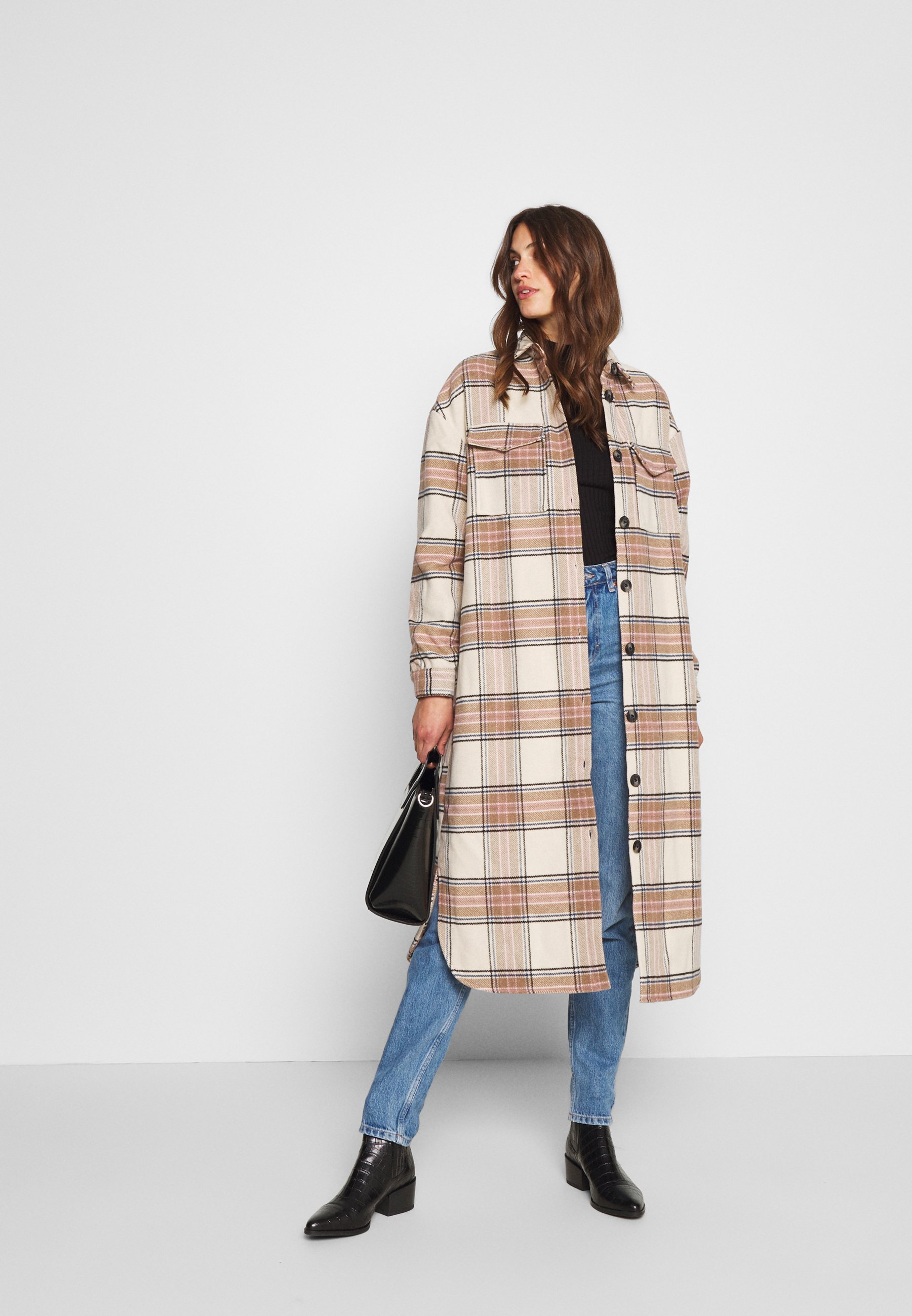 multi coloured check coat