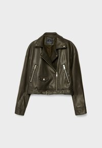 Stradivarius Veste en similicuir - khaki