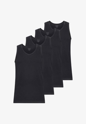 Canottiere nere in cotone, confezione da quattro, con scollo rotondo, design senza maniche e tessuto liscio con vestibilità classica.