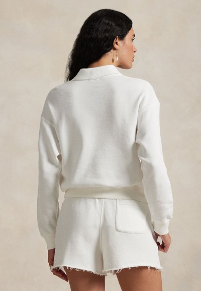 Polo Ralph Lauren LIGHTWEIGHT FLEECE LONG-SLEEVE POLO - Mikina - white