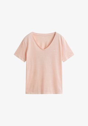 GANT, WASHED SHIELD V-NECK - T-Shirt basic - apricot/pink