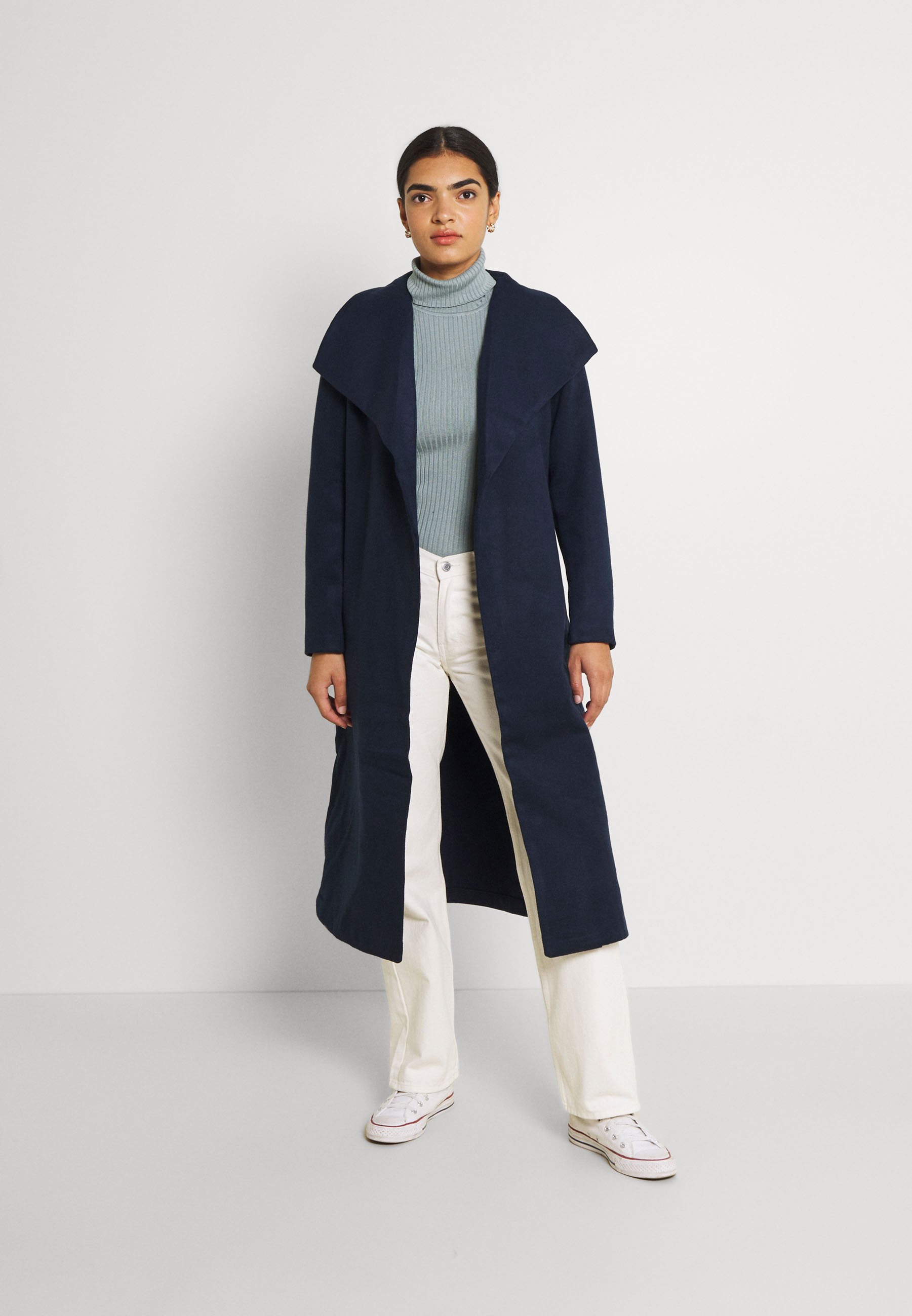 navy blue long coat
