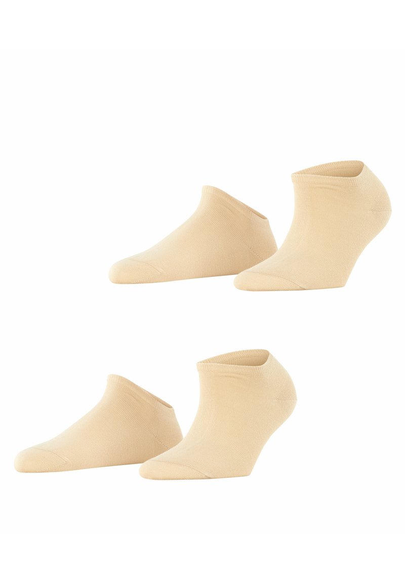 Beige Knöchelsocken mit einer glatten, gerippten Textur. Mit einem tief ausgeschnittenen Design und verstärktem Zehenbereich. Ideal für diskretes Tragen mit Schuhwerk.