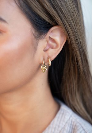 SMALL WITH HEART AND PEARLS - Earrings - gold coloured