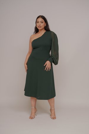 KAT ONE SLEEVE SKATER - Koktailové šaty/večierkové šaty - forest green