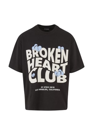 2Y Studios, BROKEN HEART CLUB OVERSIZE  - Tričko s potlačou - black