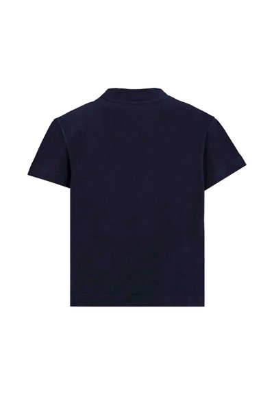T-shirt à manches courtes bleu marine, en tissu doux, col rond, coupe décontractée, design uni sans motifs ni détails en métal.