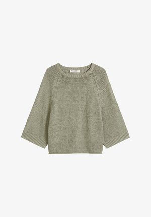 Light gray knitted sweater with wide sleeves and round neckline, labeled Marc O’Polo.