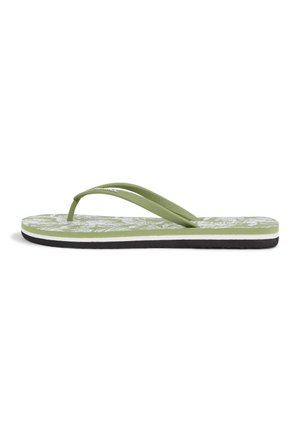 Green flip-flop with a textured, patterned footbed, thin straps, and a black sole. PVC-free material and lightweight design.