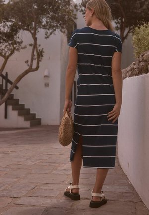 TWIST REGULAR FIT - Jersey dress - navy blue white stripe
