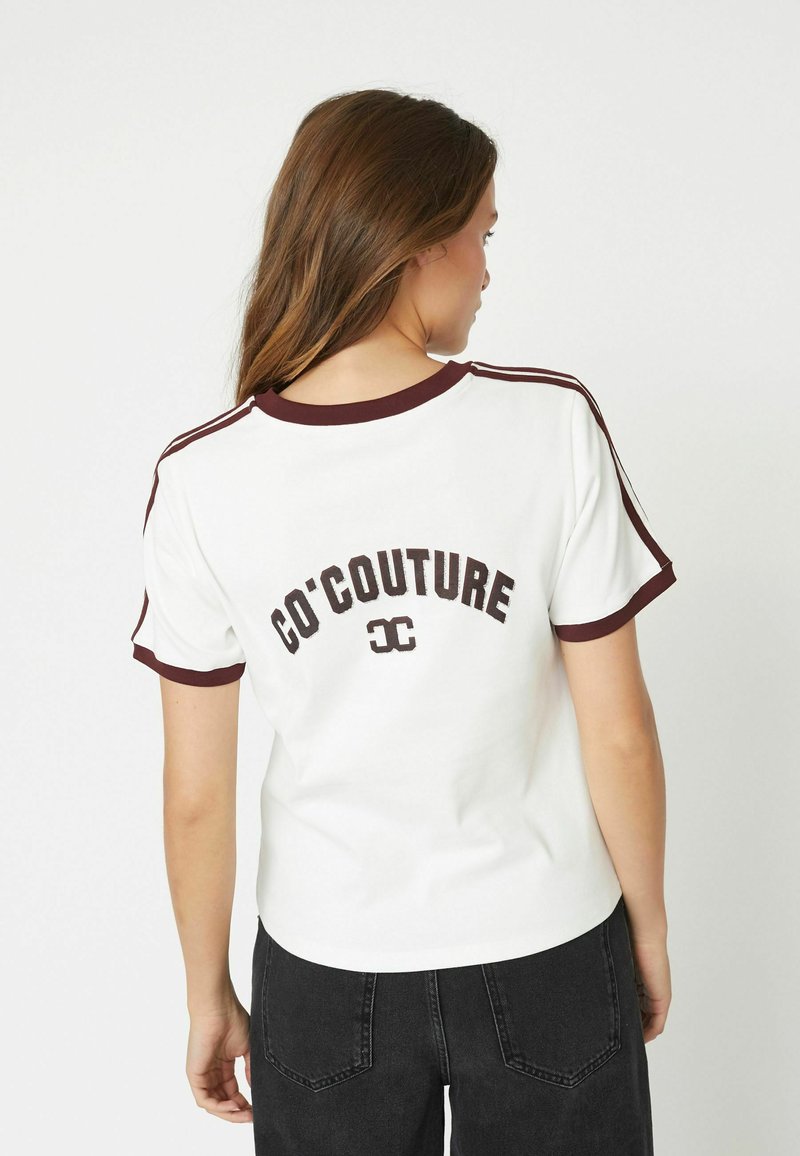 Co'couture EDGECC STRIPE V-TEE - Printtipaita - offwhite/winered