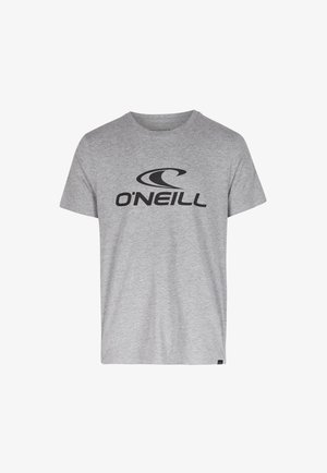Šedé bavlnené tričko s krátkym rukávom, na prednej strane s veľkým čiernym logom "O'NEILL", okrúhlym výstrihom a voľným strihom.