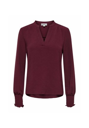 ONLY, ONLMETTE V-NECK LS SMOCK TOP NOOS WVN - Langarmshirt - tawny port