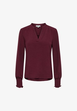 ONLY, ONLMETTE V-NECK LS SMOCK TOP NOOS WVN - Blouse - tawny port