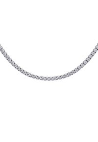 Rhodineret halskæde med runde klare cubic zirconia-sten sat i et kontinuerligt prong-design, der skaber en funklende, jævn linje.