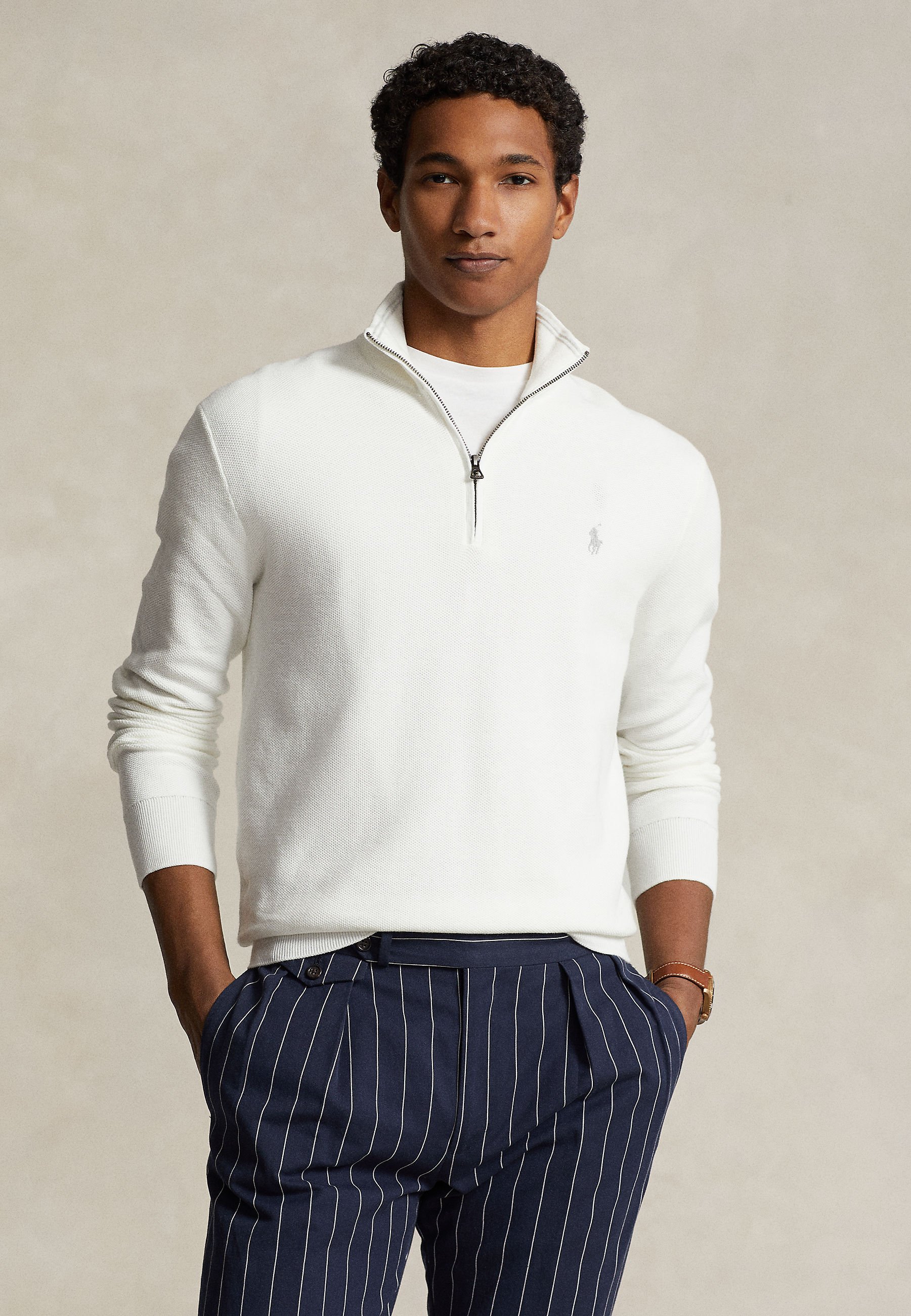 Polo Ralph Lauren LONG SLEEVE PULLOVER - Pulover - deckwash white
