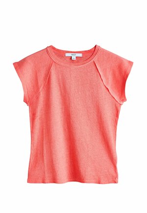 REGULAR FIT - RAW SEAM DETAIL SHORT CAPPED SLEEVE - T-Shirt basic - coral pink