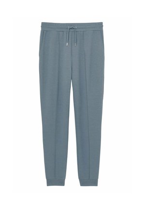 Helleblaue Jogginghosen aus weichem Material, mit einem elastischen Bund und Kordelzug, seitlichen Taschen und schmal zulaufenden Bündchen.