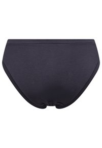 Mørkegrå bomuldsbikini bund med en glat overflade, elastisk liv, og mellemhøj design med minimale syninger.