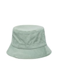 Ljusgrön bucket hat i mjukt tyg, med en bred skärm och strukturerad krona med subtila sömnadsdetaljer.