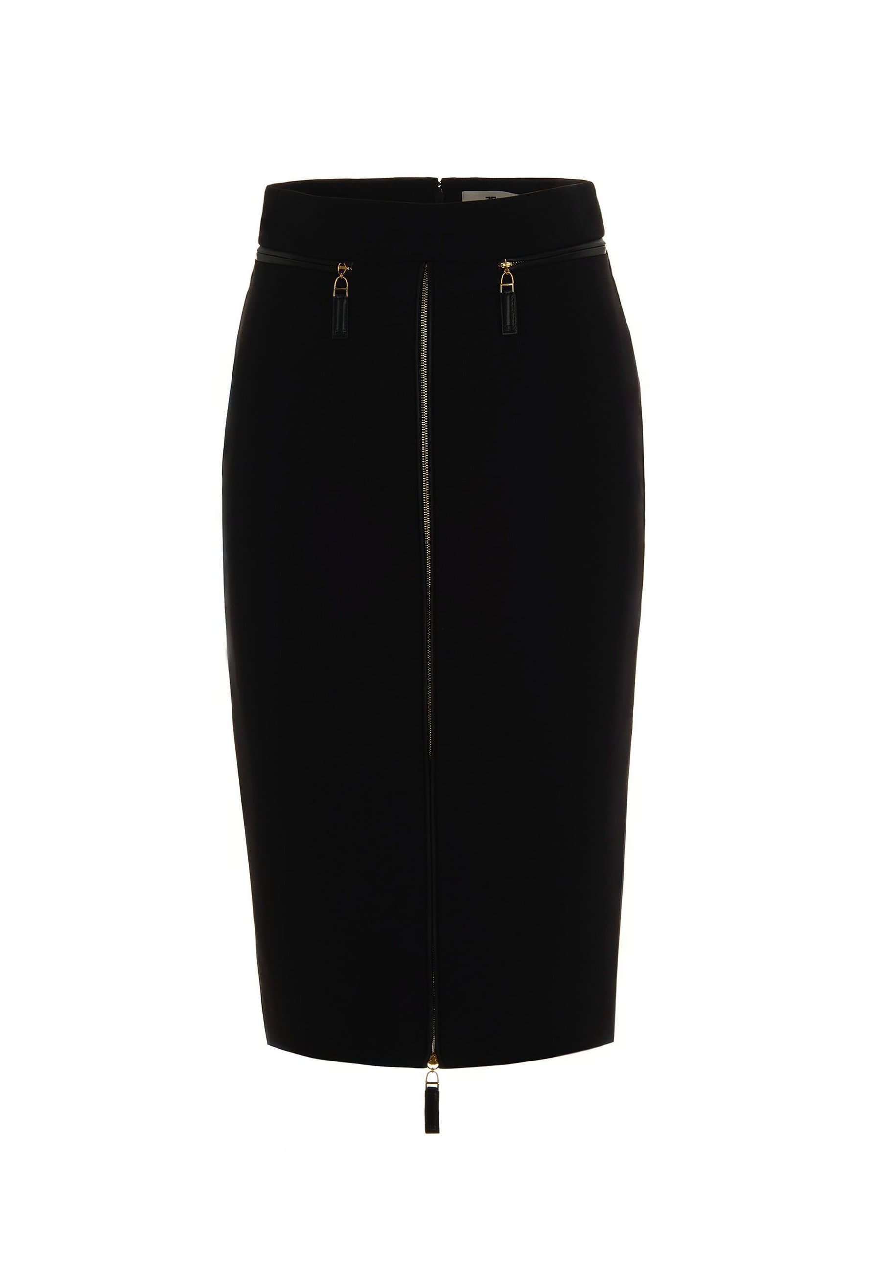 Elisabetta Franchi IN CRÊPE CON ZIP - Pencil skirt - nero