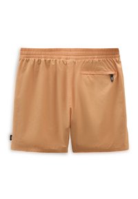Bañador masculino de tejido melocotón, con cintura elástica, bolsillo trasero y textura suave. Adecuado para actividades acuáticas.